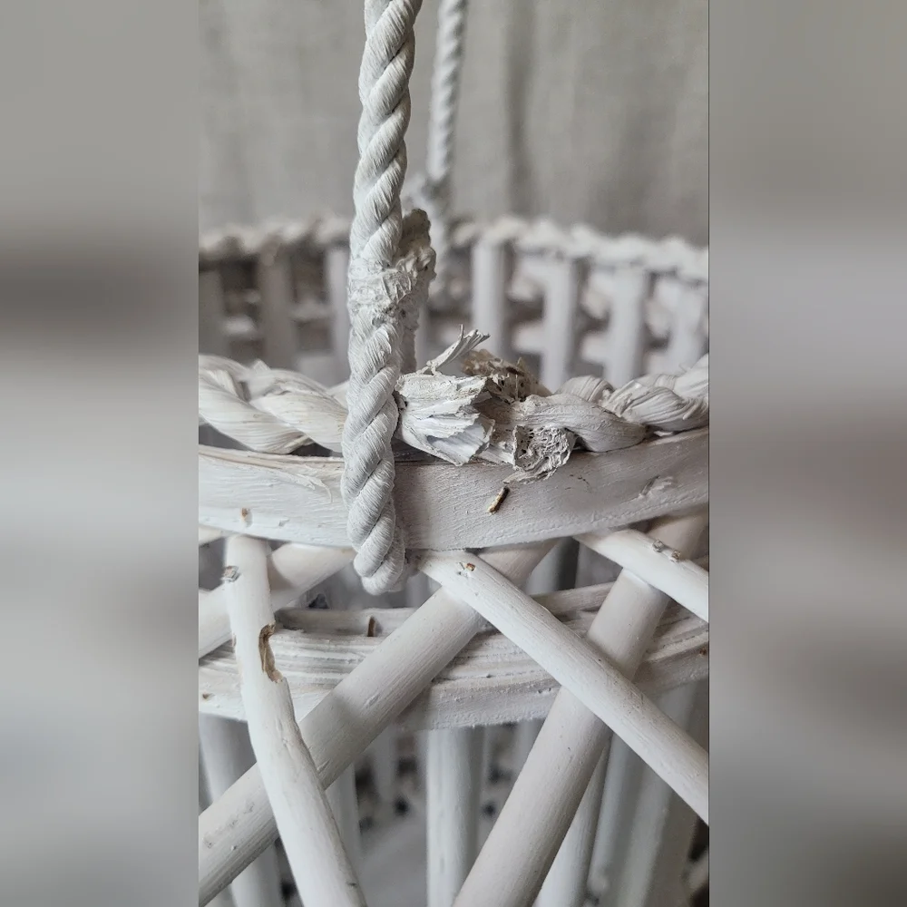 Large White Woven Lantern Wicker Beach Nautical